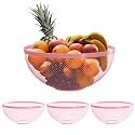 Kuber Industries 4 Pcs Metal Fruits &amp; Vegetables Basket Bowl | Veggie Baskets for Dining Table Accessories | Storage Bowls for Decorative Pantry, Home &amp; Kitchen Multi-Purpose Use - Pink