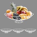 Kuber Industries 4 Pcs Metal Fruits &amp; Vegetables Basket Bowl with Holding Stand | Veggie Baskets for Dining Table Accessories | Storage Bowls for Decorative Pantry, | Wrought - White