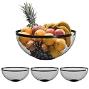 Kuber Industries 4 Pcs Metal Fruits &amp; Vegetables Basket Bowl | Veggie Baskets for Dining Table Accessories | Storage Bowls for Decorative Pantry, Home &amp; Kitchen Multi-Purpose Use - Black