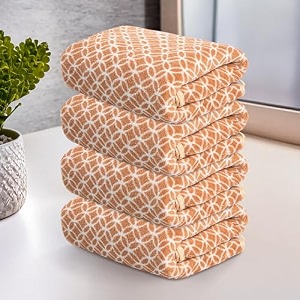 kuber industries 4 pcs microfiber 19x38 inch soft face towels for women and men  280 gsm quick dry amp absorbent hanging hand towels for wash basin bathroom kitchen and home  circle - golden