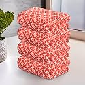 Kuber Industries 4 Pcs Microfiber 19x38 Inch Soft Face Towels for Women and Men | 280 GSM Quick Dry &amp; Absorbent Hanging Hand Towels for Wash Basin Bathroom, Kitchen and Home | Circle - Red