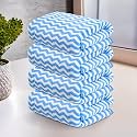 Kuber Industries 4 Pcs Microfiber 19x38 Inch Soft Face Towels for Women and Men | 280 GSM Quick Dry &amp; Absorbent Hanging Hand Towels for Wash Basin Bathroom, Kitchen and Home | Zig Zag - Blue