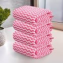 Kuber Industries 4 Pcs Microfiber 19x38 Inch Soft Face Towels for Women and Men | 280 GSM Quick Dry &amp; Absorbent Hanging Hand Towels for Wash Basin Bathroom, Kitchen and Home | Zig Zag - Pink