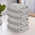 Kuber Industries 4 Pcs Microfiber 19x38 Inch Soft Face Towels for Women and Men | 280 GSM Quick Dry &amp; Absorbent Hanging Hand Towels for Wash Basin Bathroom, Kitchen and Home | Zig Zag - Grey