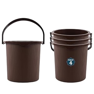 kuber industries 25 ltr plastic bucket for bathroom  sturdy and easy grip handle  big bucket for bathing  magnite 25  brown