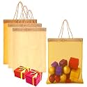 Kuber Industries 4 Pcs Tissue Organza Fabric 12x16 Inch Potli Bags for Ladies | Potli Bags for Return Gifting &amp; Shagun, Wedding | Party Handbags for Festive Seasons | Gota Work - Yellow &amp; Cream