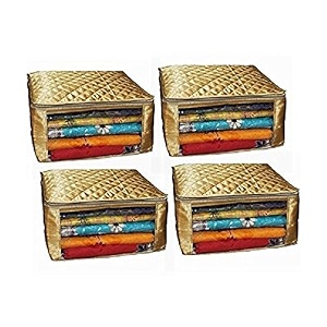 kuber industries 4 piece satin saree bag golden ki0066939standard