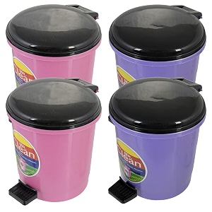 kuber industries 4 pieces table top desk garbage dustbin trash for office home work place2 ltrpink amp purple kubmart010363