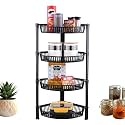 Kuber Industries Plastic 3-Tier Collapsible Multi-Purpose Storage Rack | Onion Potato Rack for Kitchen, Home, Bathroom &amp; Vanity | Fruits &amp; Vegetables Basket Shelf Stand | Black