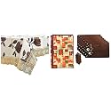 Kuber Industries 40"X60" Rectangular Table Cover (Cream), (Model: Hs_37_Kubmart020509)&amp;Kuber Industries PVC Wooden Floral &amp;Kuber Industries Heart PVC Reversible Food Mat Bed Server -(Red and Cream)