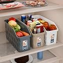 Kuber Industries 4000 ML Set of 3 Bpa Free Plastic Easy Pull Out Fridge Basket for Vegetables and Fruits | Multipurpose Storage Tray for Kitchen | White, Grey &amp; Beige, 30 x 12 x 17 Centimeters