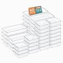 Kuber Industries 99 Pcs Set Multi-Purpose Transparent Drawer Organizers | Plastic Trays for Storage Kitchen &amp; Aesthetic Dressing Table Organisers for Cosmetics, Makeup &amp; Stationery | Transparent