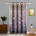 Kuber Industries 7 Feet Curtains for Living Room | Door Curtains for Balcony, Bedroom &amp; Pooja Room | Knited Flower Print - Brown