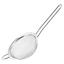 Kuber Industries 5 Inch Fine Mesh Soup and Juice Strainer Stainless Steel with Long Handle | Chalni for Kitchen Big Size | Matcha Strainer/Filter/Sieve for Various Liquids | Silver