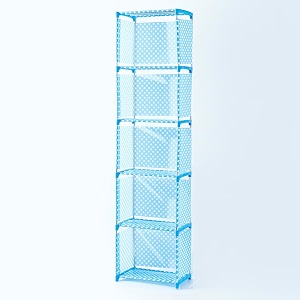 kuber industries 5 layer book rack  book cabinet shelves for bedroom office living room  storage shelve for books storage organizer  multipurpose strong build adjustable shelf rack  sj05b  blue