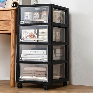 kuber industries 5 layer cosmetic cabinet with trolley5-tier rolling cartshelf stand with drawerpack of 2black