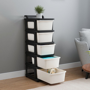 kuber industries 5 layer modular drawer storage rack with wheel for home  office  white  black plastic free standing chest of drawers