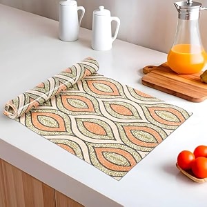 kuber industries 5 meters waterproof amp durable kitchen mats for shelf liner roll  wipeable fridge sheets for shelves cabinet drawer  gripper design - green amp orange