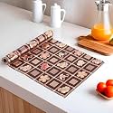 Kuber Industries 5 Meters Waterproof &amp; Durable Kitchen Mats for Shelf Liner Roll | Wipeable Fridge Sheets for Shelves Cabinet Drawer | Golden Print - Dark Brown