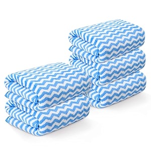 kuber industries 5 pcs microfiber 19x38 inch soft face towels for women and men  280 gsm quick dry amp absorbent hanging hand towels for wash basin bathroom kitchen and home  zig zag - blue