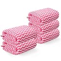 Kuber Industries 5 Pcs Microfiber 19x38 Inch Soft Face Towels for Women and Men | 280 GSM Quick Dry &amp; Absorbent Hanging Hand Towels for Wash Basin Bathroom, Kitchen and Home | Zig Zag - Pink