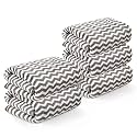 Kuber Industries 5 Pcs Microfiber 19x38 Inch Soft Face Towels for Women and Men | 280 GSM Quick Dry &amp; Absorbent Hanging Hand Towels for Wash Basin Bathroom, Kitchen and Home | Zig Zag - Grey