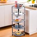Kuber Industries Plastic 3-Tier Collapsible Multi-Purpose Storage Rack | Onion Potato Rack for Kitchen, Home, Bathroom &amp; Vanity | Fruits &amp; Vegetables Basket Shelf Stand | Black