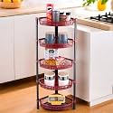 Kuber Industries Plastic 4-Tier Collapsible Multi-Purpose Storage Rack | Onion Potato Rack for Kitchen, Home, Bathroom &amp; Vanity | Fruits &amp; Vegetables Basket Shelf Stand | Brown