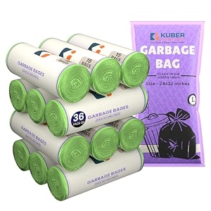 kuber industries 60 bags 4 rolls green garbage bags 24x32 inches  garbage covers for home office and restaurants  odour free trash bags  wet and dry dust bin covers for daily waste