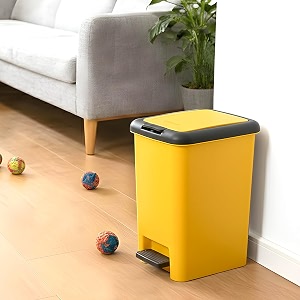 kuber industries 65 liter dustbin for kitchen amp home with pedal  hygienic closed dust binwaste box for office toilet  under sink diaper garbage holder with lid  yellow amp grey