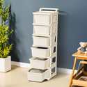 KUBER INDUSTRIES 6 Layer Plastic Modular Storage Drawer Organizer with Wheels | Ivory Plastic Free Standing Chest of Drawers
