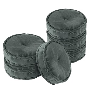 kuber industries 6 pcs heavy velvet 16 inch chair pad for dining office amp home  soft cushion with center tuft  support for long sitting  grey