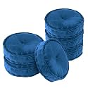 Kuber Industries 6 Pcs Heavy Velvet 16 Inch Chair Pad for Dining, Office &amp; Home | Soft Cushion with Center Tuft | Support for Long Sitting | Navy Blue