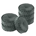 Kuber Industries 6 Pcs Heavy Velvet 16 Inch Chair Pad for Dining, Office &amp; Home | Soft Cushion with Center Tuft | Support for Long Sitting | Grey