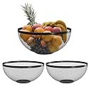 Kuber Industries 3 Pcs Metal Fruits &amp; Vegetables Basket Bowl | Veggie Baskets for Dining Table Accessories | Storage Bowls for Decorative Pantry, Home &amp; Kitchen Multi-Purpose Use - Black