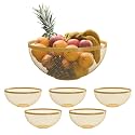 Kuber Industries 6 Pcs Metal Fruits &amp; Vegetables Basket Bowl | Veggie Baskets for Dining Table Accessories | Storage Bowls for Decorative Pantry, Home &amp; Kitchen Multi-Purpose Use - Golden