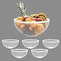 Kuber Industries 6 Pcs Metal Fruits & Vegetables Basket Bowl | Veggie Baskets for Dining Table Accessories | Storage Bowls for Decorative Pantry, Home & Kitchen Multi-Purpose Use - White