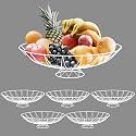 Kuber Industries 6 Pcs Metal Fruits &amp; Vegetables Basket Bowl with Holding Stand | Veggie Baskets for Dining Table Accessories | Storage Bowls for Decorative Pantry, | Wrought - White