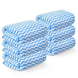 kuber industries 6 pcs microfiber 19x38 inch soft face towels for women and men  280 gsm quick dry amp absorbent hanging hand towels for wash basin bathroom kitchen and home  zig zag - blue