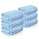 Kuber Industries 6 Pcs Microfiber 19x38 Inch Soft Face Towels for Women and Men | 280 GSM Quick Dry &amp; Absorbent Hanging Hand Towels for Wash Basin Bathroom, Kitchen and Home | Zig Zag - Blue