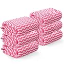 Kuber Industries 6 Pcs Microfiber 19x38 Inch Soft Face Towels for Women and Men | 280 GSM Quick Dry & Absorbent Hanging Hand Towels for Wash Basin Bathroom, Kitchen and Home | Zig Zag - Pink