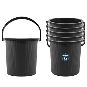 kuber industries 25 ltr plastic bucket for bathroom  sturdy and easy grip handle  big bucket for bathing  magnite 25  grey