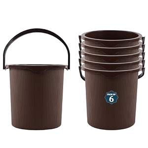kuber industries 25 ltr plastic bucket for bathroom  sturdy and easy grip handle  big bucket for bathing  magnite 25  brown