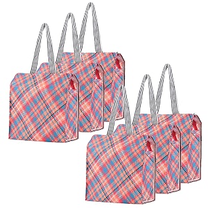 kuber industries 6 pcs polyester office lunch bag for men amp women  multi-purpose travel tiffin carry bag  perfect for picnic college school use  shopping amp grocery bag  pixel check - orange