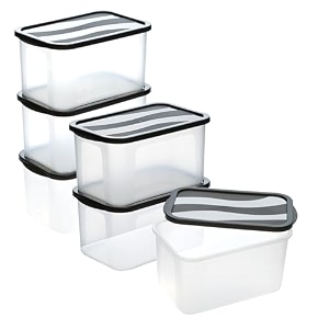 kuber industries 6 pcs refrigerator storage containers - fresh groceries fish amp ice cream box for freezer amp plastic kitchen organizer  black
