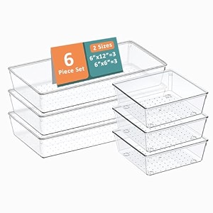 kuber industries 99 pcs set multi-purpose transparent drawer organizers  plastic trays for storage kitchen amp aesthetic dressing table organisers for cosmetics makeup amp stationery  transparent