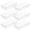 Kuber Industries Acrylic (6 Piece Set) Storage Organizer (3x6 Inch) Kitchen &amp; Makeup Organizer Tray Set | Drawer Divider Tray | Multi-Purpose Desk Organizer | Stationery Organizer | Transparent