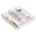 Kuber Industries Acrylic (6 Piece Set) Storage Organizer (3x12 Inch) Kitchen &amp; Makeup Organizer Tray Set | Drawer Divider Tray | Multi-Purpose Desk Organizer | Stationery Organizer | Transparent