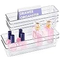 Kuber Industries Set of 24 Multi-Purpose Makeup Drawer Organisers Set for Storage | Drawer Divider for Kitchen &amp; Bathroom | Ideal for Cosmetics, Utensils &amp; Personal Items | Matte Black