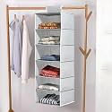 Kuber Industries 6-Shelf Foldable Hanging Organizer for Wardrobe with Velcro | 10x15 Inch | Multipurpose Almirah Organizer Clothes | Space-Saving &amp; Lightweight Design | Plain Grey